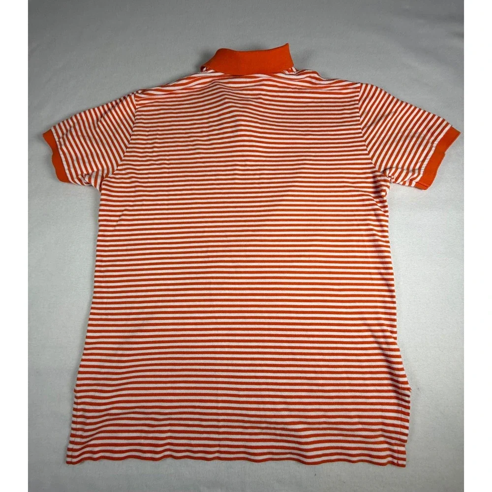 Ralph Lauren Polo Shirt Mens Large Striped Orange White Short Sleeve Casual Top